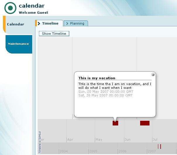 Calendar Timeline Screenshot